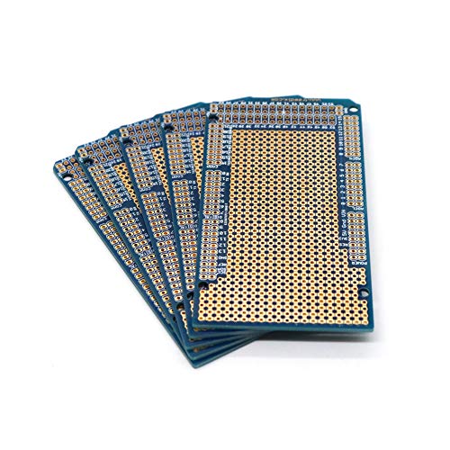 Treedix 5 stuks Prototype Shield Board compatibel met Arduino Mega 2560 soldeerbaar universeel breadboard PCB dubbelzijdig vertind vergulde gaten