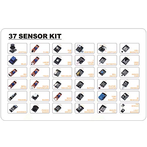 Kit 37 moduli sensori Treedix compatibile con progetti Arduino, progetti elettronici, UNO, Mega2560