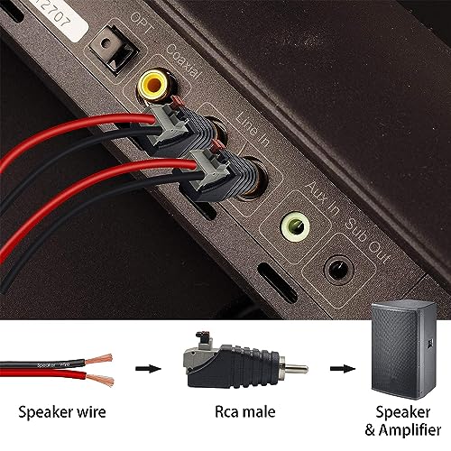 Treedix 10 stuks RCA-connectoradapter, luidsprekerdraad naar RCA-adapter, converter luidspreker phono RCA mannelijke jackstekker (vrouwelijk)