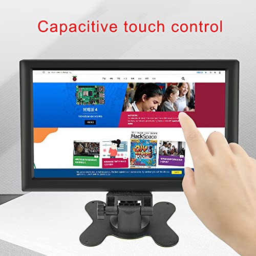Monitor de pantalla Treedix de 10.1 pulgadas, 1024x600, pequeño monitor portátil HDMI con soporte, pantalla IPS 1024x600px, USB capacitivo, compatible con Raspberry Pi 4B