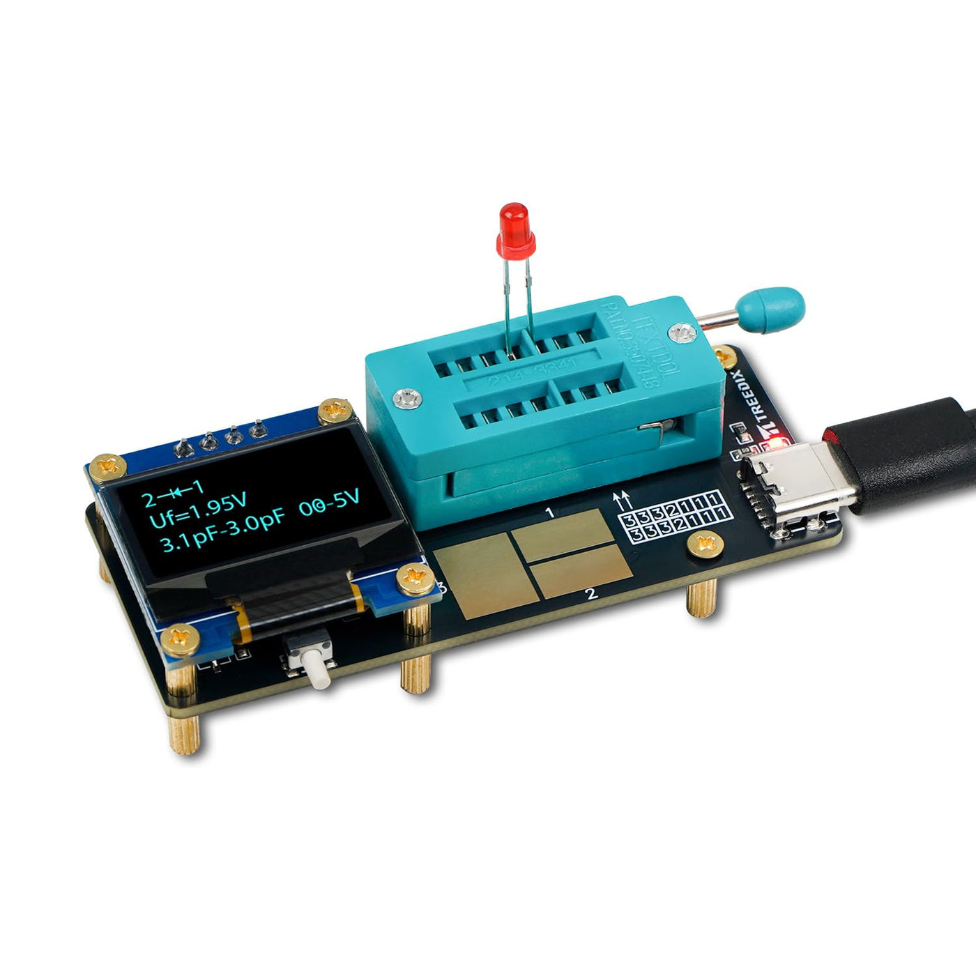 Treedix GM328 Transistortester – MOSFET-Transistor-Kondensator-Tester, LCR/ESR-Messgerät, SMD-Bauteiletester für Dioden/MOSFETs/Kondensatoren/Widerstände (PNP/NPN/Triode/Zener)