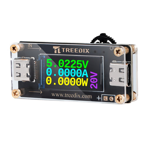Treedix Testeur USB Type-C vers Type-C, module de déclenchement QC PD3.0 avec écran LCD, interface femelle Type-C, tension et courant réglables 5V 9V 12V 15V 20V 5A, compatible PD2.0/PD3.0, QC2.0/QC3.0, BC1.2