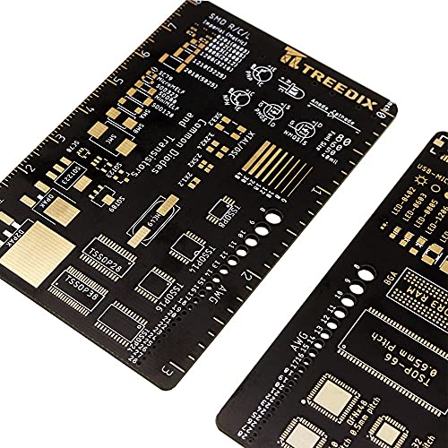Treedix Lot de 2 règles PCB multifonctions 3 pouces, outil de mesure pour longueur d'onde, diodes Schottky, diodes Zener, résistances, condensateurs, puces IC, composants SMD, diodes et transistors pour ingénieurs en électronique