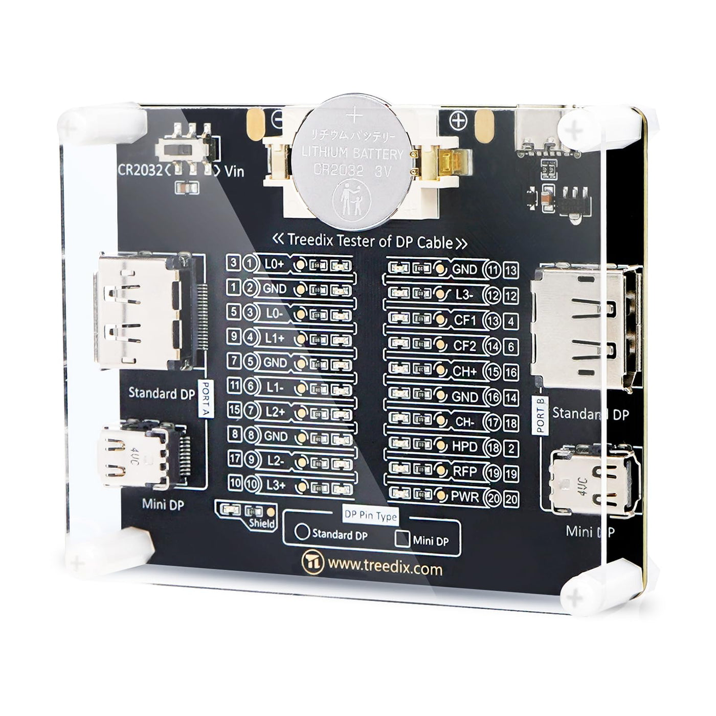 DisplayPort Cable Tester for Standard DisplayPort Cable and Mini DisplayPort Cable, 20 LED Light Status Indictor to Check Disorder Short Open for DP1.0, 1.1, 1.2,1.2a，1.3, 1.4, 2.0, 2.1