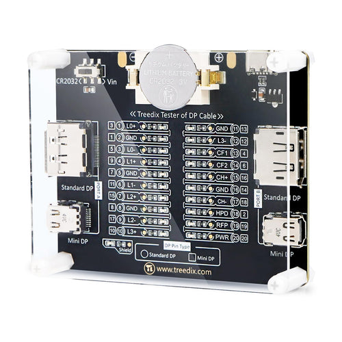 Testeur de câble DisplayPort Treedix pour câbles DisplayPort standard et Mini DisplayPort, indicateur d'état à 20 LED pour vérifier les courts-circuits et les circuits ouverts pour DP1.0, 1.1, 1.2, 1.2a, 1.3, 1.4, 2.0, 2.1