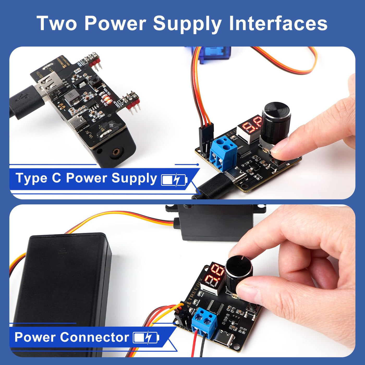 Treedix 2pz Tester per Servomotori RC Digitale con Protezione da Sovracorrente, 3 Modalità di Controllo, 2 Modalità di Visualizzazione, DC5V-8V per Auto RC, Aerei, Robot e Bracci Meccanici