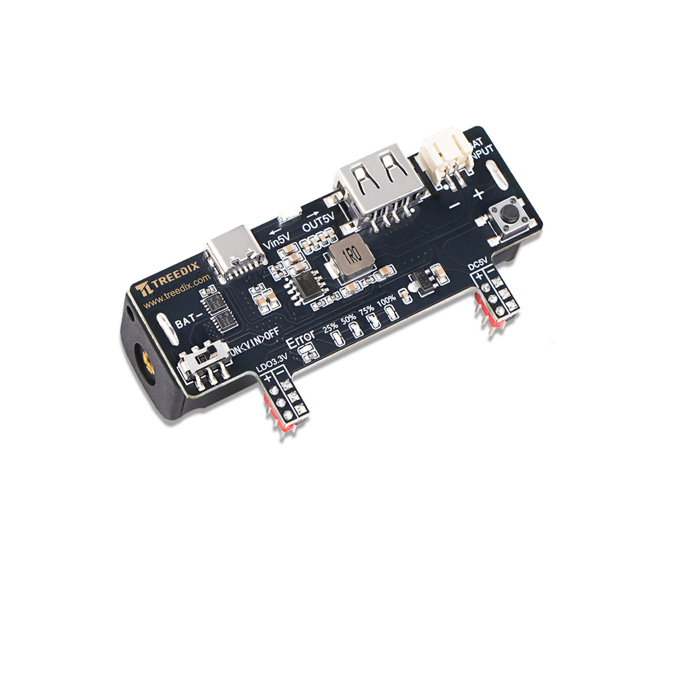 Treedix ブレッドボード電源モジュール 3.3V 200mA 5V 2A プロトタイプブレッドボード USB Type-C 充電ポート、Type-A 出力ポート、充電式バッテリースタンド、Arduino 用充電モジュールを搭載