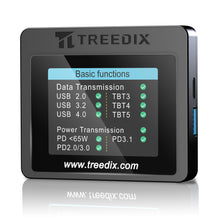 Probador de cables USB Treedix con pantalla a color de 2.4", lectura eMarker, detección PD 3.0/3.1, prueba de resistencia y continuidad, compatible con cables Lightning, Type-C, Micro-B 2.0/3.0 y Mini-B