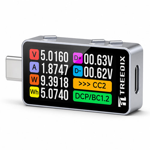 Treedix USB-C Tester Power Meter, 4-32V 0-10A USB Tester, PD3.1, E-marker, Digital Multimeter Support QC2.0 3.0 AFC FCP, Voltage and Current Tester Meter Power Bank Capacity,USB Cable Charger Detector