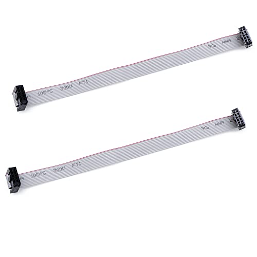Treedix 2 Stk. IDC Flachbandkabel JTAG-Kabel, 2,54/1,27 mm Rastermaß, 2-reihig, 10-polig, Buchse auf Buchse, SWD-Kabel, Länge 150 mm für JTAG/ISP-Verbindungen