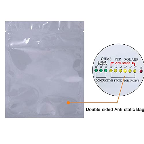 Treedix 50 sachets antistatiques refermables, sachets de protection plats à ouverture facile pour appareils électroniques, cartes mères, disques durs, bandes LED et circuits imprimés (15x20 cm)