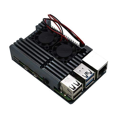 Treedix 冷却メタルケース Pi 4 対応、デュアルファンヒートシンク付きアルミニウム合金アーマーケース Raspberry Pi 4 モデル/Pi 4B 対応