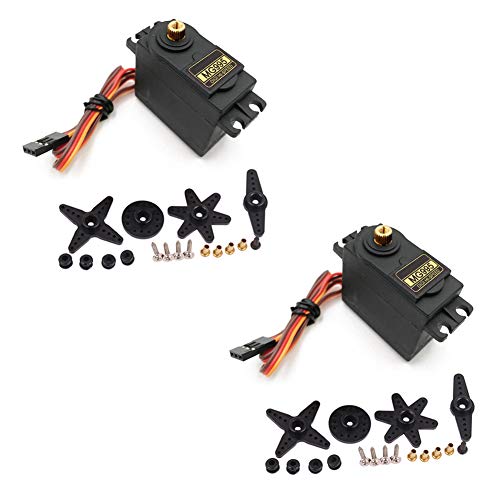 Treedix 2 stuks MG995 servomotor, metalen tandwielen, servomotor met hoog koppel, compatibel met slimme auto's, robots, boten, RC-helikopters en vliegtuigen (besturingshoek 180°)