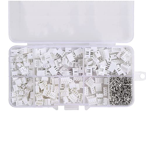 Treedix 450-tlg. JST PH2.0 Steckverbinder-Set mit 2,0 mm Rastermaß, Buchsenleiste, JST PH 2-Pin 3-Pin 4-Pin Gehäuse, JST Adapter Kabelstecker Buchse und Stecker, Crimp DIP Kit