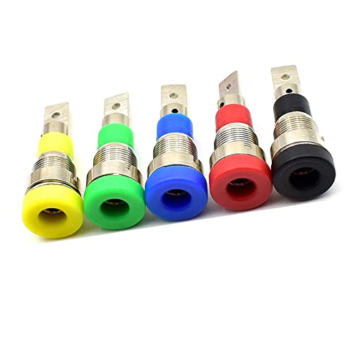 Treedix 10pz Adattatore Presa Femmina a Banana da 4mm per Montaggio a Pannello, Morsetto per Connettori a Banana da 4mm (5 colori)