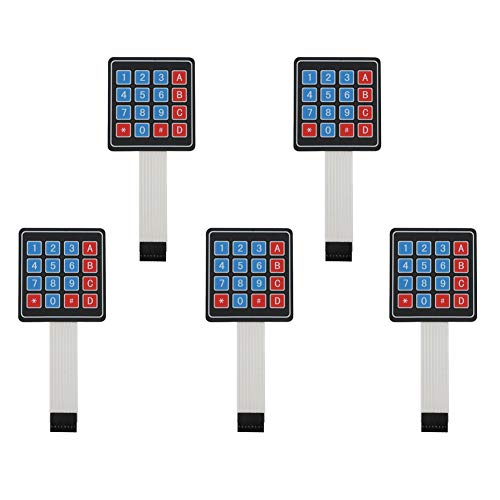 Treedix 5 piezas Teclado matricial de membrana 4x4, 16 teclas, interruptor de membrana matricial, compatible con Arduino, AVR y PIC