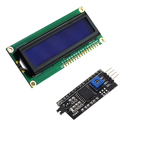 Treedix HD44780 1602 LCD-Displaymodul DC 5V 16x2 Zeichen LCD Weiß auf Blau Hintergrundbeleuchtung + IIC I2C Modul Schnittstellenadapter kompatibel mit Arduino Uno Raspberry Pi