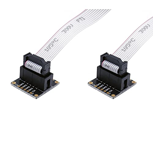 Treedix 2個 JTAG ブレークアウト ボード アダプタ コンバータ SWD ブレークアウト JTAG デバッグ ボード、2列 1.27/2.54mm ピッチ 10ピン メス - メス IDC コネクタ フラット フレキシブル グレー リボン ジャンパー ケーブル 200mm、J-Link用