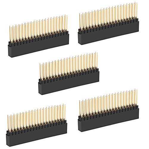 Treedix 2 x 20 (40ピン) エクストラトール メス 0.1 インチ ピッチ スタッキング ヘッダー メス ピン ヘッダー Raspberry Pi 対応 (5 個パック)