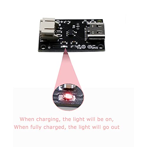 2pcsUSB LiPo Battery Charger Board with Battery Protection JST Socket with LED Indicator Charging Rate Adjustable Automatic Power-Down Thermal Regulation