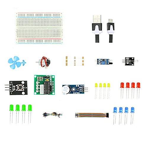 Treedix Basic Starter Kit compatibel met Raspberry Pi Pico, inclusief officieel starterboek, led-lichtmodule en motoraandrijfmodule (Pico niet inbegrepen)