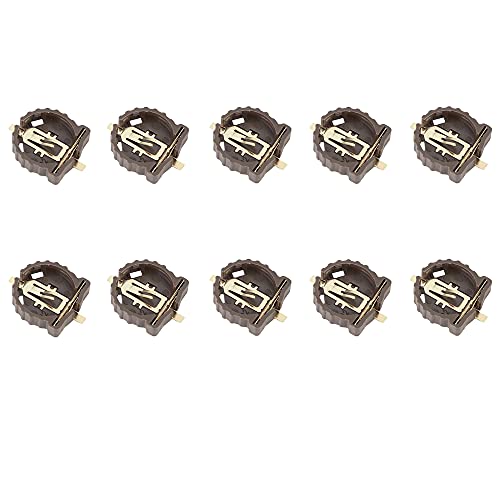 Treedix 10 piezas CR1220 Soporte horizontal para batería de botón tipo moneda, caja contenedora marrón, soporte de batería para fuente de alimentación de reloj en tiempo real RTC, compatible con placa de expansión RTC Raspberry Pi Pico