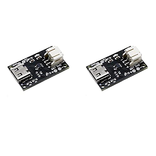 Treedix 2pcsUSB LiPo バッテリー充電器ボード、バッテリー保護機能付き、LEDインジケータ付きJSTソケット、充電速度調整可能、自動電源オフ、温度調節