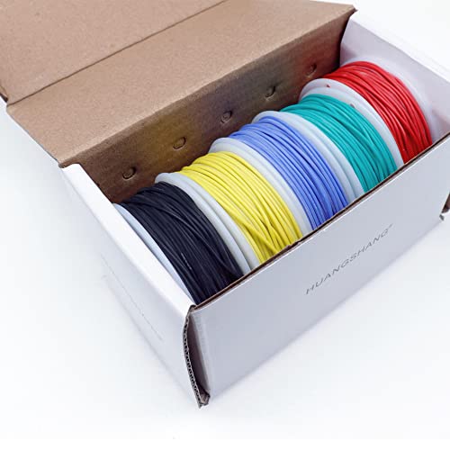 5pcs Silicone Electrical Wire Cable Hookup Wires Kit Stranded Tinned Copper Wire Flexible and Soft 5 Colors for DIY