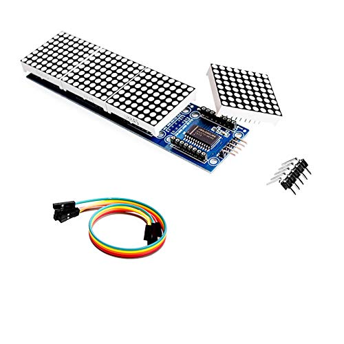 Module d'affichage à matrice de points Treedix MAX7219 4 en 1 compatible avec microcontrôleur Arduino avec câble 5 broches