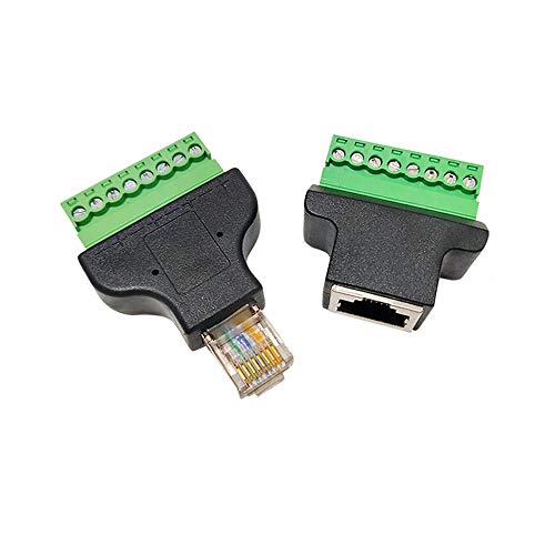 Treedix Adattatore RJ45 a Morsettiera a Vite, Connettore da Maschio 8P8C a Femmina a 8 Pin, Tipo a Vite, Spina Ethernet di Rete, Compatibile con AV, CCTV, UTP, DVR