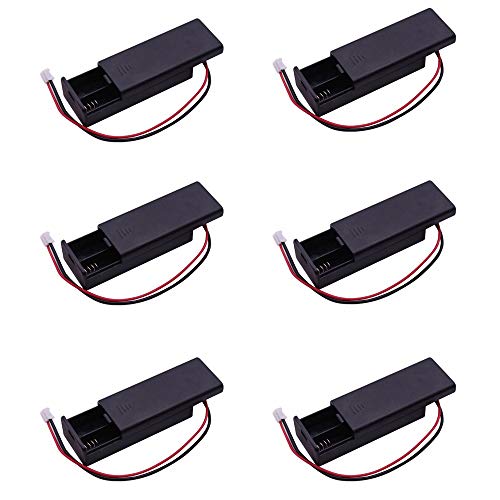 Treedix - Pack de 6 soportes para 2 pilas AAA con interruptor, caja para 2 pilas AAA de 1,5 V con cables y botón de encendido/apagado