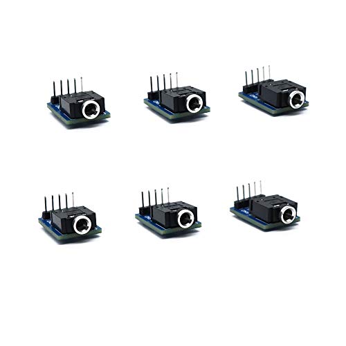 Treedix 6 piezas, conector jack de audio hembra de 3.5 mm, placa de conexión, montaje en PCB de plástico, conector de audio estéreo de 5 pines