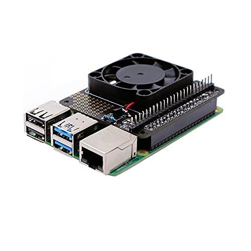 Treedix Kompatibel mit Raspberry Pi 4/4B Fan Hat Kühlkörper-Kit GPIO-Erweiterungsboard mit PWM-steuerbarem Einzellüfter DC 5V