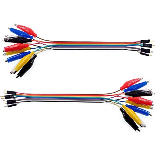Alligator Clip 20pin 20cm Male Jump Wire 5 Colors Test Leads Compatible with Arduino Raspberry Pi for Circuit Connection, DIY Maker
