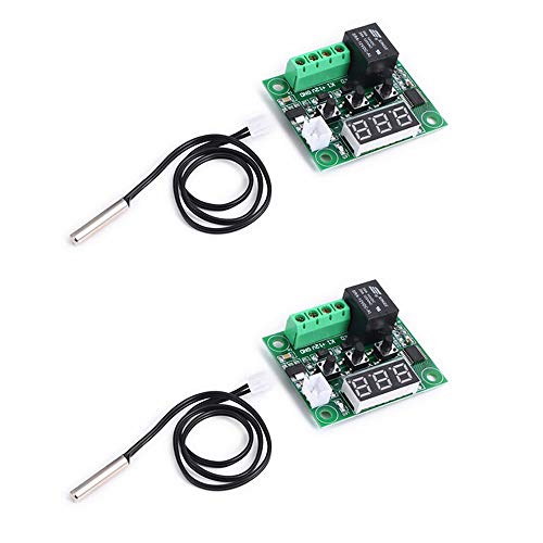 Treedix 2pz XH-W1209 Termostato a display digitale, controller di temperatura ad alta precisione, interruttore di controllo temperatura, scheda di controllo temperatura miniaturizzata con sonda impermeabile