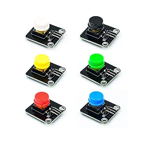 Treedix 6 piezas Módulo de botón táctil 24x31mm, colores rojo, azul, negro, verde, amarillo y blanco, compatible con UNO R3