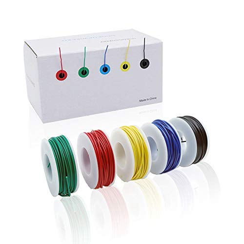 Solder Copper Hookup Wire Wrapping Jumper Wire Core Tinned PVC Coated Tin Plated 105 Celsius Cable Roll
