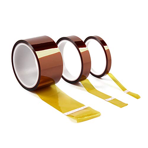 Treedix Cinta adhesiva de alta temperatura en 3 tamaños, resistente al calor, compatible con enmascaramiento y soldadura (ancho: 10 mm, 20 mm, 30 mm x largo: 33 m)