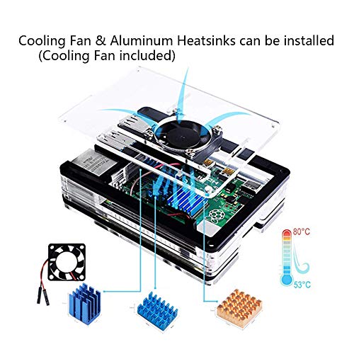 Boîtier en acrylique Treedix, plateforme expérimentale avec plaque de base et ventilateur de refroidissement pour Raspberry Pi 4B
