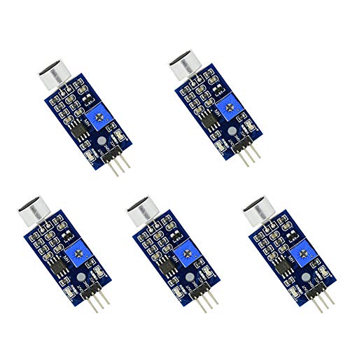 Treedix 5 Stk. Mikrofon-Sensormodul zur Geräuscherkennung, kompatibel mit Arduino, AVR, PIC