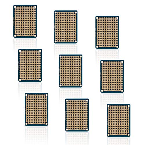 Treedix 9 pz Mini Breadboard Saldabile, Scheda Universale PCB Prototipo Shield, Doppia Faccia, Fori Stagnati e Placcati in Oro, Compatibile con Kit Arduino, Raspberry Pi, Prototipazione e Test