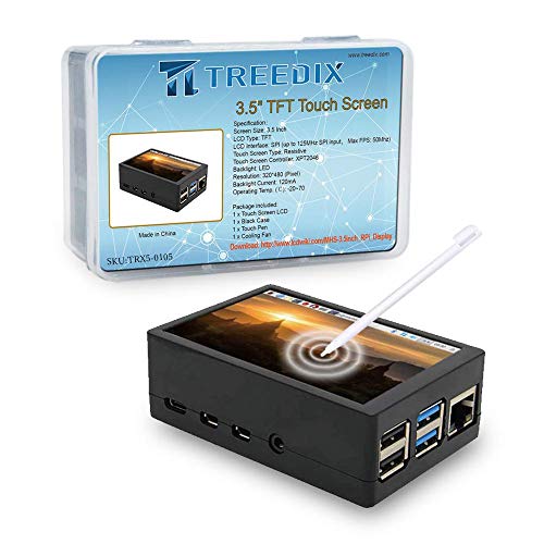 Treedix 3.5インチ TFT タッチスクリーンモジュール 50Hz 320x480 解像度 LCD ディスプレイ タッチペン付き ABS ケースと冷却ファン付き Raspberry 4B Pi4 対応