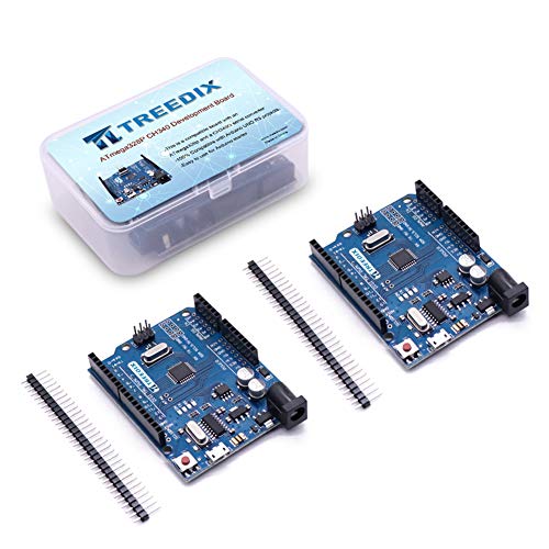 Treedix Lot de 2 cartes de développement ATmega328P CH340 avec interface Micro USB, compatibles avec les projets UNO R3 et Arduino Starter