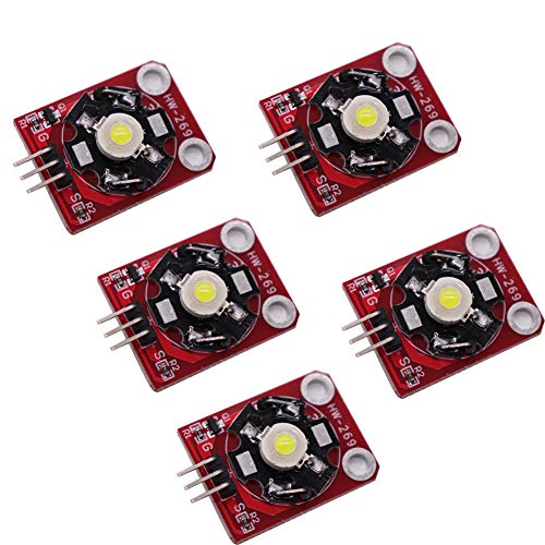Treedix 5er-Set DIY 3W 180~210lm 6000~7000K LED-Hochleistungsmodul Weiß, kompatibel mit Arduino (funktioniert mit offiziellen Arduino-Boards)