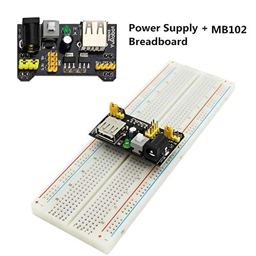 Treedix Starter-Kit inklusive 3,3/5V Netzteilmodul, Jumper-Kabeln, MB-102 Breadboard, Präzisionspotentiometer und Widerständen, kompatibel mit Arduino und Raspberry Pi