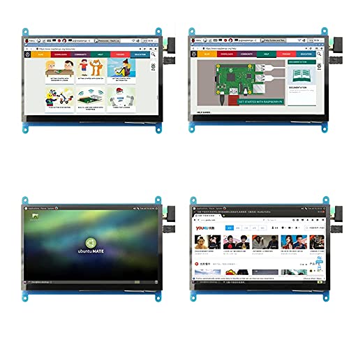Treedix Monitor LCD HDMI da 7 pollici con Touch Screen Capacitivo, 1024x600, compatibile con Raspberry Pi 4/3, Banana Pi/Pro, Windows 10/8/7