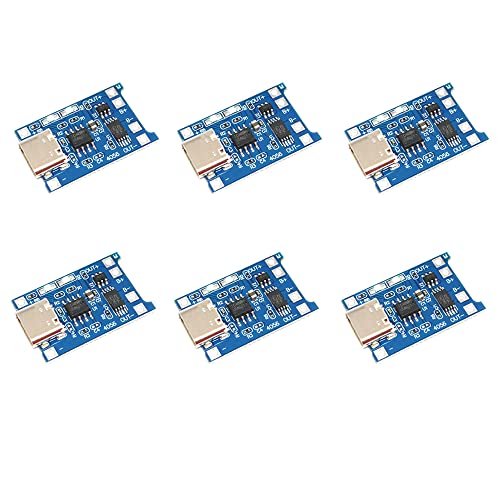 Treedix Lot de 6 modules chargeurs de batterie au lithium TP4056 USB Type-C 5V 1A avec double fonction de protection