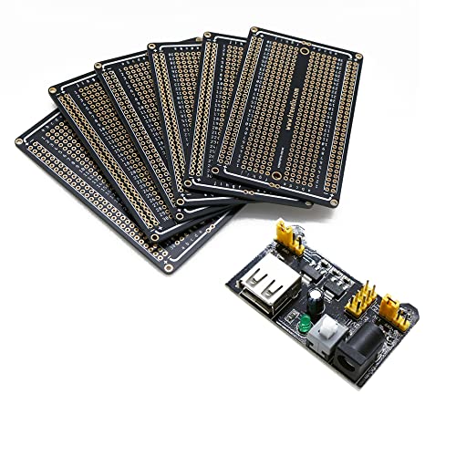 Treedix 3.3V 5V ブレッドボード電源モジュール、PCB プロトボード付き DC 6.5-12V または Arduino 用 USB 電源モジュール