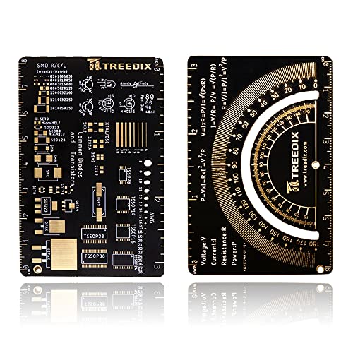 Treedix Lot de 2 règles PCB multifonctions 3 pouces, outil de mesure pour longueur d'onde, diodes Schottky, diodes Zener, résistances, condensateurs, puces IC, composants SMD, diodes et transistors pour ingénieurs en électronique