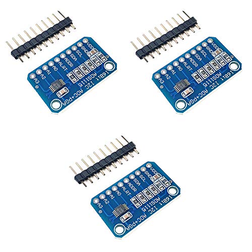Treedix 3 Stk. 4-Kanal ADS1115 16-Bit Präzisions-Analog-Digital-Wandler mit programmierbarem Verstärker, hochpräzises ADC-Entwicklungsboard-Modul, kompatibel mit Arduino und Raspberry Pi